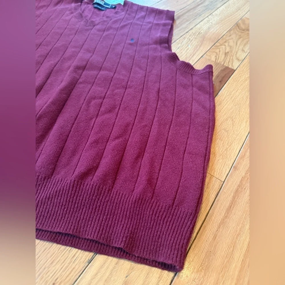 Vintage Polo Ralph Lauren 100% Lambs Wool Sweater Vest Men’s Size XL Burgundy